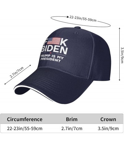 Fuck Biden Trump is My President Baseball Cap Men Ponytail Hat Women Dad Hat Sun Hat Adjustable Trucker Hat Black Navy Blue $...