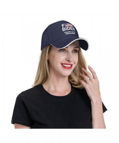 Fuck Biden Trump is My President Baseball Cap Men Ponytail Hat Women Dad Hat Sun Hat Adjustable Trucker Hat Black Navy Blue $...