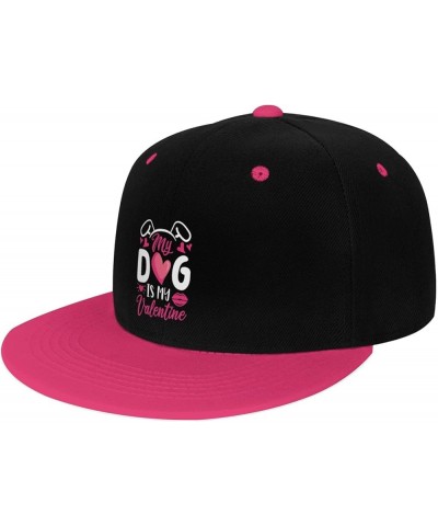 My Dog is My Valentine Snapback Hat for Men Women Baseball Cap Trucker Flat Bill Hats Dad Caps Pink $10.67 Baseball Caps