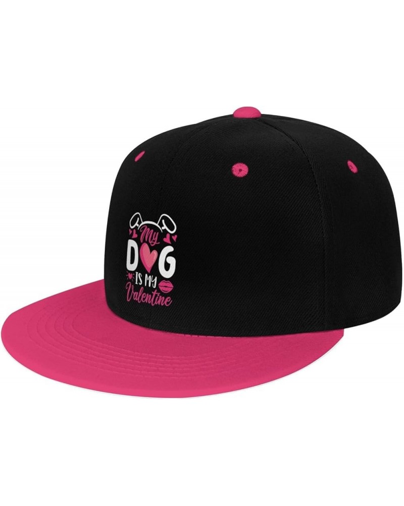 My Dog is My Valentine Snapback Hat for Men Women Baseball Cap Trucker Flat Bill Hats Dad Caps Pink $10.67 Baseball Caps