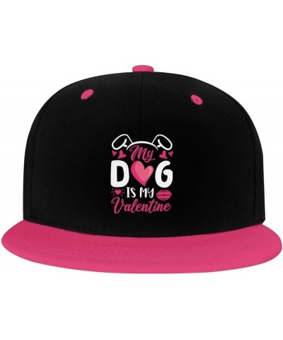 My Dog is My Valentine Snapback Hat for Men Women Baseball Cap Trucker Flat Bill Hats Dad Caps Pink $10.67 Baseball Caps