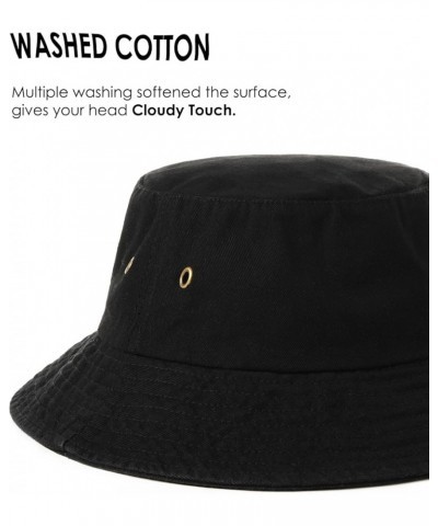 Bucket Hats for Women Washed Cotton Packable Summer Beach Sun Hats Mens Womens Bucket Hat with Strings for Travel Black $10.9...