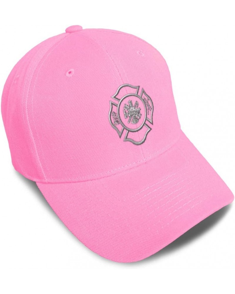 Custom Baseball Cap Firefighter Logo Silver Embroidery Dad Hats for Men & Women Soft Pink Design Only $13.50 Baseball Caps