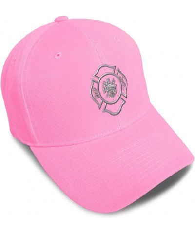 Custom Baseball Cap Firefighter Logo Silver Embroidery Dad Hats for Men & Women Soft Pink Design Only $13.50 Baseball Caps