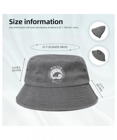 Winter Wonderful Bucket Hat for Women Men Summer Travel Sun Hat Outdoor Cap Funny Bucket Hats Gray $10.23 Bucket Hats