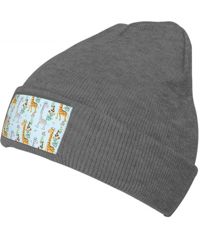 Cute Giraffe Flowers Print Elastic Knitted Hat Multifunction Outdoor Daily Beanie for Men Women Soft Warm Deep Heather $10.16...