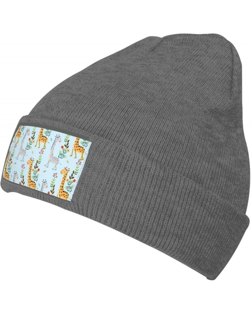 Cute Giraffe Flowers Print Elastic Knitted Hat Multifunction Outdoor Daily Beanie for Men Women Soft Warm Deep Heather $10.16...