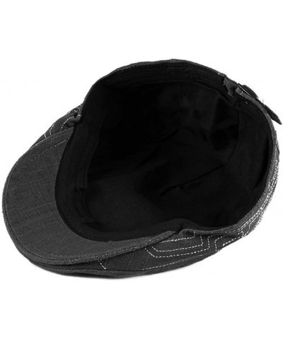 Mens Womens Summer Thin Plain Flat Cap Hat Adjustable Black $9.87 Newsboy Caps