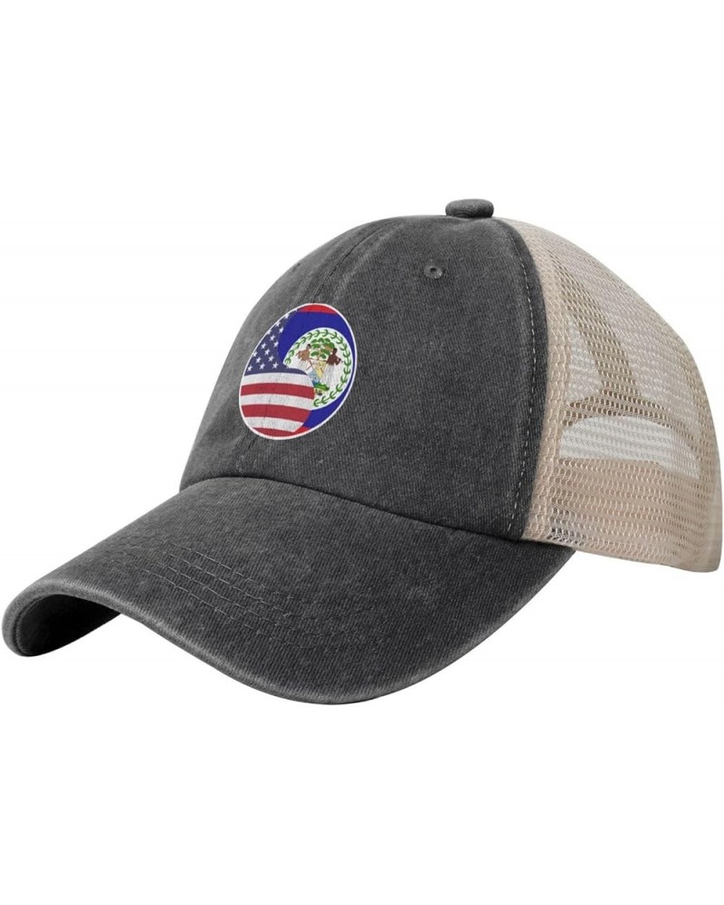 Yin Yang Flag Combination of America and Belize Baseball Cap Women Men Mesh Back Hats Vintage Cowboy Hat Dad Caps Black $13.7...