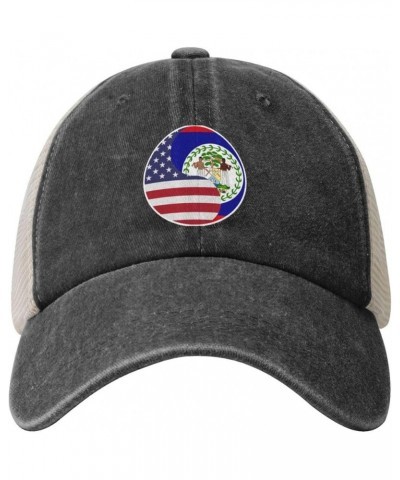 Yin Yang Flag Combination of America and Belize Baseball Cap Women Men Mesh Back Hats Vintage Cowboy Hat Dad Caps Black $13.7...