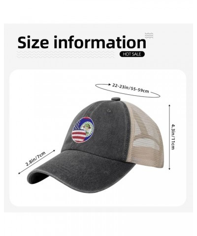 Yin Yang Flag Combination of America and Belize Baseball Cap Women Men Mesh Back Hats Vintage Cowboy Hat Dad Caps Black $13.7...