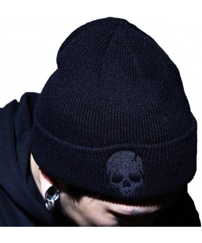 Women Men Skull Embroidered Beanie Halloween Knit Hat Winter Warm Cap Black $7.68 Skullies & Beanies