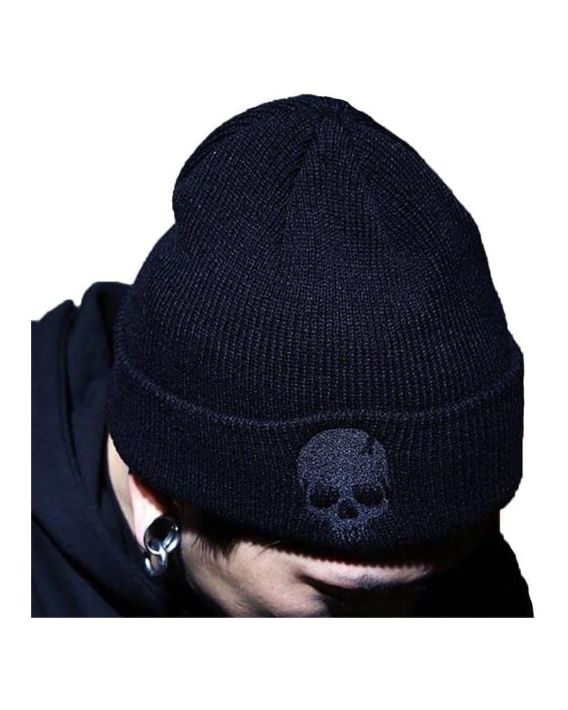 Women Men Skull Embroidered Beanie Halloween Knit Hat Winter Warm Cap Black $7.68 Skullies & Beanies