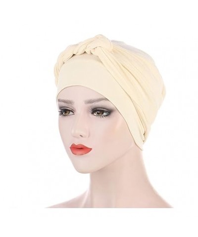 Sun Cap for Ladies Bohemian Headwear Wrap Ethnic Head Cover Hat Cap Braid Turban Pre-Tied Hair (Orange, One Size) 1 Count (Pa...