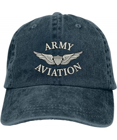 Army Aviation with Aircrew Wing Denim Baseball Cap Hat Adjustable Cowboy Hat Navy Blue $10.32 Baseball Caps