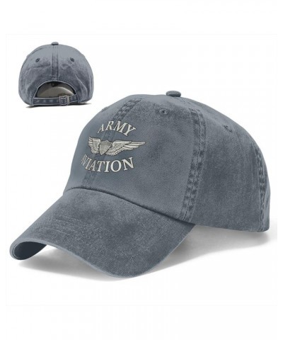 Army Aviation with Aircrew Wing Denim Baseball Cap Hat Adjustable Cowboy Hat Navy Blue $10.32 Baseball Caps