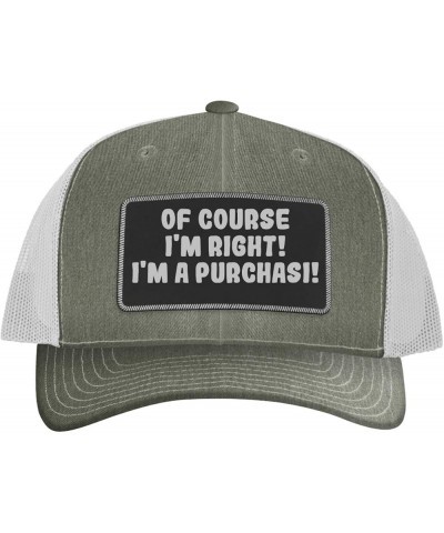 of Course I'm Right! I'm A Purchasi! - Leather Black Patch Engraved Trucker Hat Heather/white $17.50 Baseball Caps