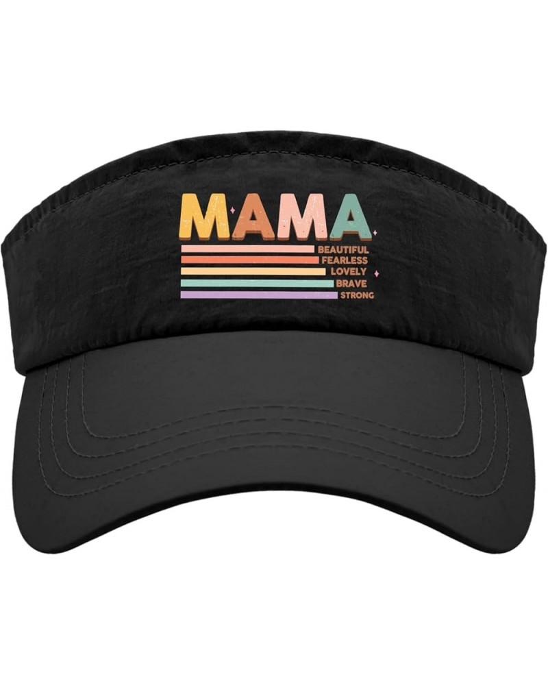 Mama Beautiful fearlesses Lovely Brave Strong Cap Sun Visors for Women Sun Visor Packable Visor Hat Allblack $10.56 Visors