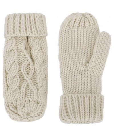 Adult Women's 3 Piece Winter Set - Pompom Beanie Hat, Scarf, & Mittens Beige Tassels Glove W/ Lined $23.19 Skullies & Beanies