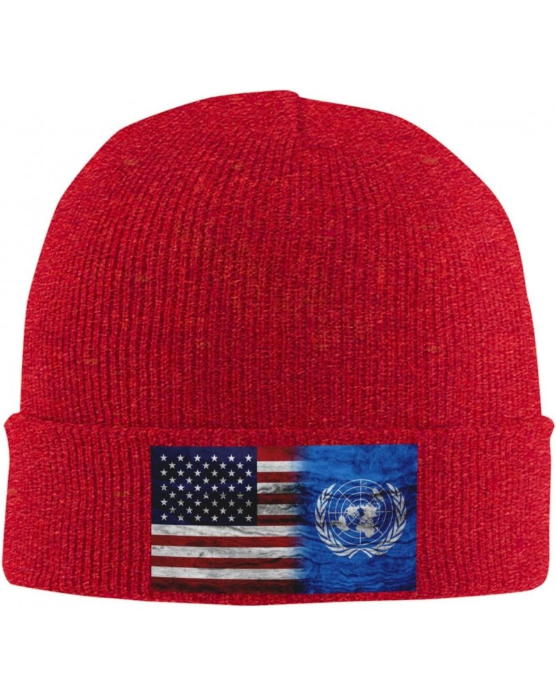 Us United Nations America Flag Beanie Hat Skull Knit Warm Cap Women Men Soft Stretch for Winter1 Red $14.02 Skullies & Beanies