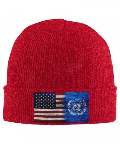 Us United Nations America Flag Beanie Hat Skull Knit Warm Cap Women Men Soft Stretch for Winter1 Red $14.02 Skullies & Beanies