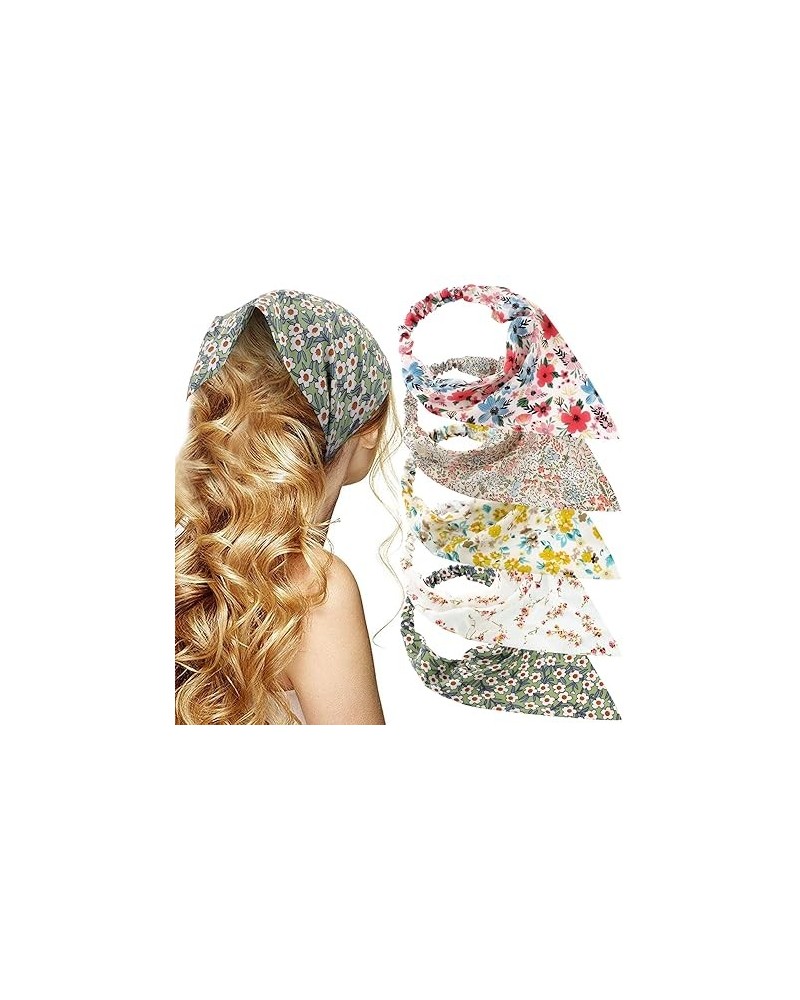 Lattice Hair Scarf Headband 5 Pcs Hair Bandanas for Women Bandana Headband Chiffon Head Kerchief Headband Elastic Head Bandan...