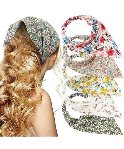 Lattice Hair Scarf Headband 5 Pcs Hair Bandanas for Women Bandana Headband Chiffon Head Kerchief Headband Elastic Head Bandan...