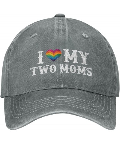 LGBT Hats I Love My Two Moms Hats & Funny Outdoor Hats & Funny Camping Hat and Birthday Mountain Hat Gray $12.64 Cowboy Hats