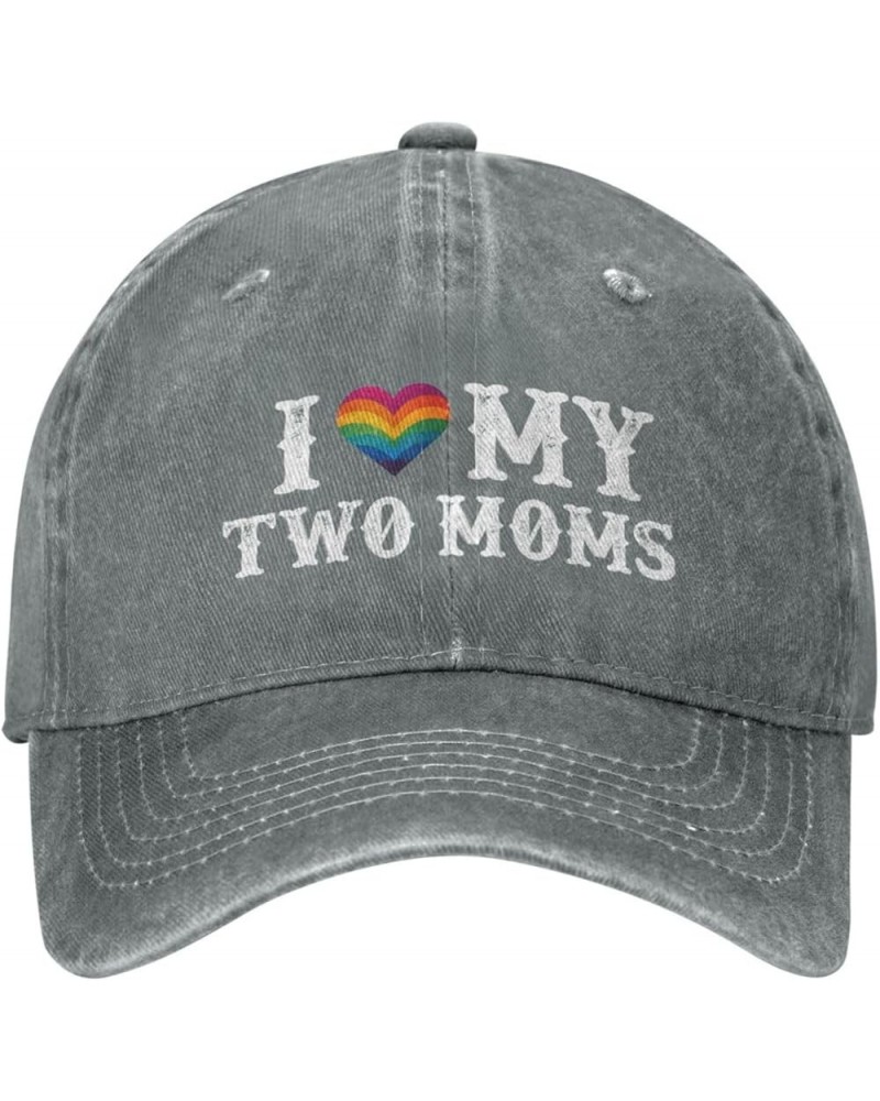 LGBT Hats I Love My Two Moms Hats & Funny Outdoor Hats & Funny Camping Hat and Birthday Mountain Hat Gray $12.64 Cowboy Hats