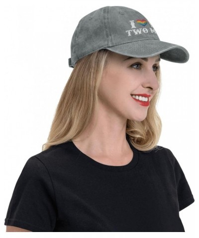 LGBT Hats I Love My Two Moms Hats & Funny Outdoor Hats & Funny Camping Hat and Birthday Mountain Hat Gray $12.64 Cowboy Hats