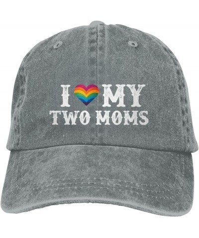 LGBT Hats I Love My Two Moms Hats & Funny Outdoor Hats & Funny Camping Hat and Birthday Mountain Hat Gray $12.64 Cowboy Hats