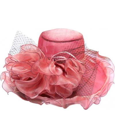 Women's Church Fascinator Bridal Tea Party Wedding Hat Marching Band Hats for Women I-watermelon Red $8.78 Rain Hats