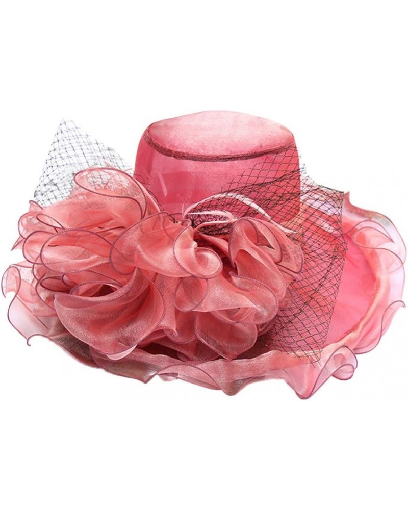 Women's Church Fascinator Bridal Tea Party Wedding Hat Marching Band Hats for Women I-watermelon Red $8.78 Rain Hats