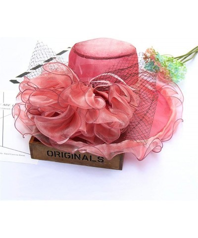 Women's Church Fascinator Bridal Tea Party Wedding Hat Marching Band Hats for Women I-watermelon Red $8.78 Rain Hats