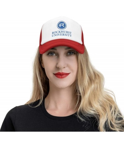 Rockhurst University Logo Trucker Hats for Both Men and Women - Mesh Baseball Snapback Hats Red $10.04 Baseball Caps