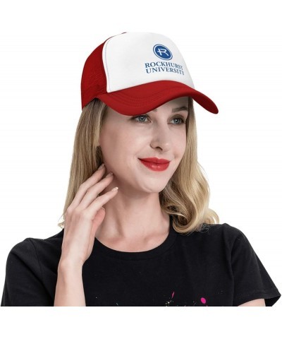 Rockhurst University Logo Trucker Hats for Both Men and Women - Mesh Baseball Snapback Hats Red $10.04 Baseball Caps