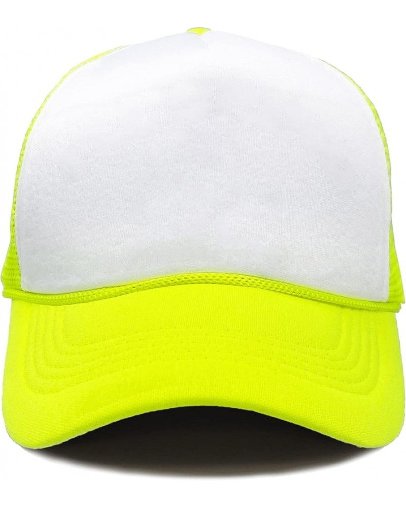 Retro Foam Trucker Hat Summer Mesh Cap Solid Blank Hat for Mens Womens Adjustable Snapback Vintage Strap White/Neon Yellow $1...