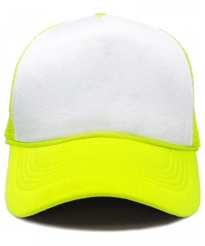 Retro Foam Trucker Hat Summer Mesh Cap Solid Blank Hat for Mens Womens Adjustable Snapback Vintage Strap White/Neon Yellow $1...