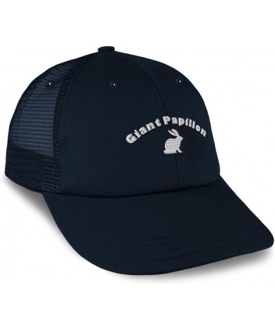 Custom Trucker Hat Baseball Cap Giant Papillon Breed Cotton Bunny Dad Hats for Men & Women Navy Design Only $16.79 Baseball Caps