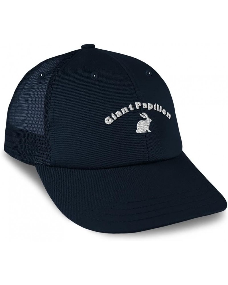 Custom Trucker Hat Baseball Cap Giant Papillon Breed Cotton Bunny Dad Hats for Men & Women Navy Design Only $16.79 Baseball Caps