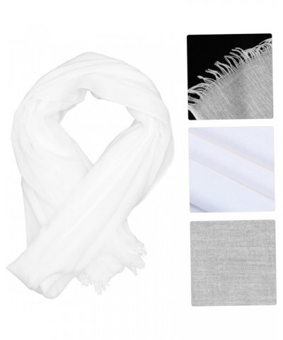 2 Pcs Scarf Women's White Girl Cotton Linen Whitex3pcs $13.62 Scarves