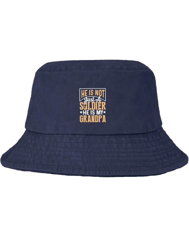 He is Not Just A Soldier He is My Grandpa Bucket Hats Bucket Hat Vintage Women Hats Vacation Accessories for Travel Navy $10....