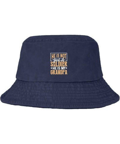 He is Not Just A Soldier He is My Grandpa Bucket Hats Bucket Hat Vintage Women Hats Vacation Accessories for Travel Navy $10....