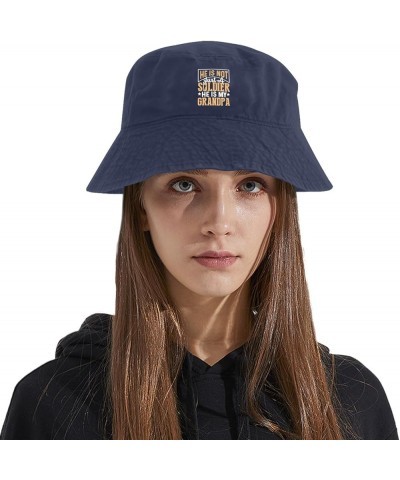 He is Not Just A Soldier He is My Grandpa Bucket Hats Bucket Hat Vintage Women Hats Vacation Accessories for Travel Navy $10....