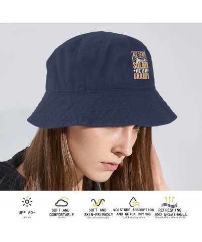 He is Not Just A Soldier He is My Grandpa Bucket Hats Bucket Hat Vintage Women Hats Vacation Accessories for Travel Navy $10....