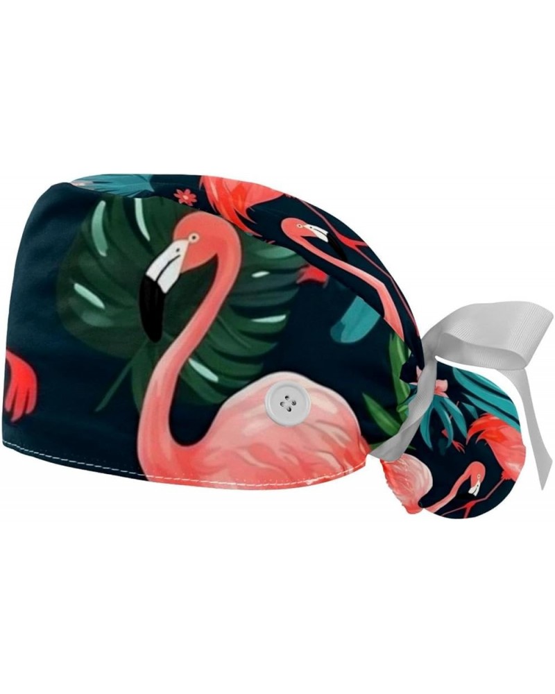 2 Pack Bouffant Caps Animal Flamingo Ponytail Scrub Cap with Buttons Adjustable Working Hats, Multicoloured Color 3 $12.53 Sk...