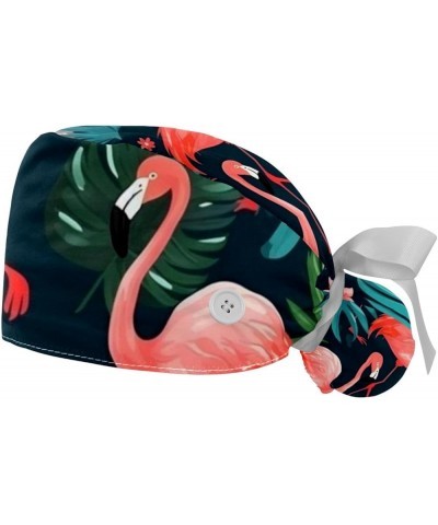 2 Pack Bouffant Caps Animal Flamingo Ponytail Scrub Cap with Buttons Adjustable Working Hats, Multicoloured Color 3 $12.53 Sk...