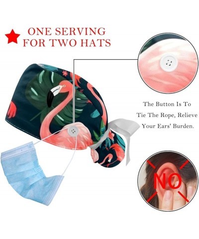 2 Pack Bouffant Caps Animal Flamingo Ponytail Scrub Cap with Buttons Adjustable Working Hats, Multicoloured Color 3 $12.53 Sk...