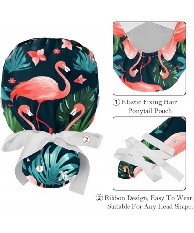 2 Pack Bouffant Caps Animal Flamingo Ponytail Scrub Cap with Buttons Adjustable Working Hats, Multicoloured Color 3 $12.53 Sk...