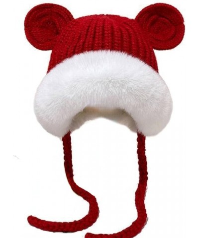 Women's Winter Plush Knitted hat, Warm Beanie Knitted Skull Earflaps Woolen Double Layer Beanie hat Dahong Medium $8.39 Skull...